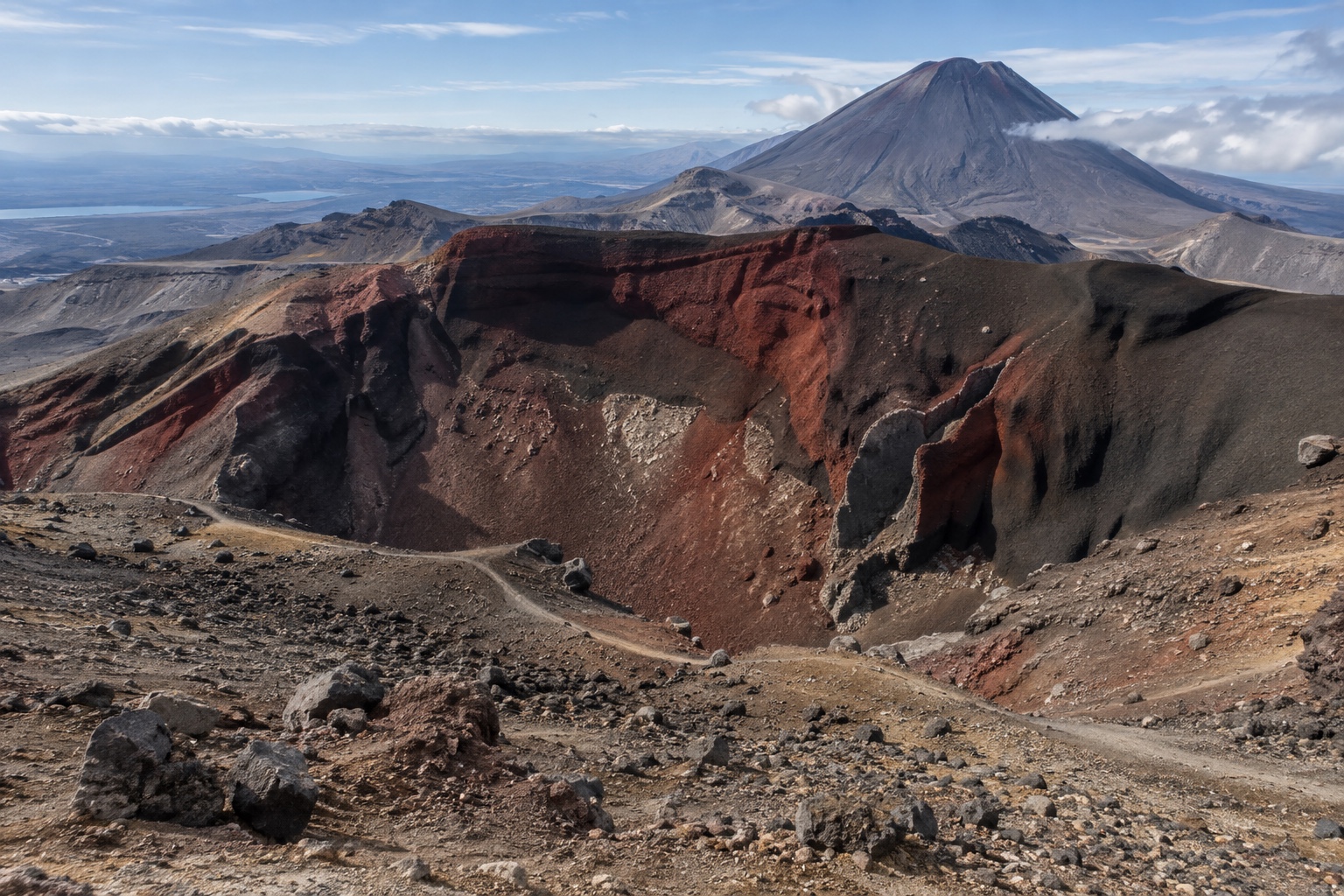 Red Crater and volcanic terrain on the Tongariro Northern Circuit